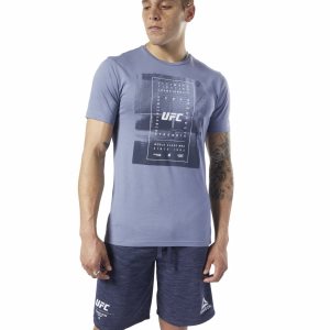 Koszulki Męskie Reebok UFC Fan Gear Text Indygo PL 40YNSAV